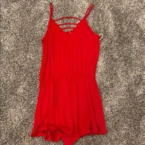 XS red romper NEVER WORN